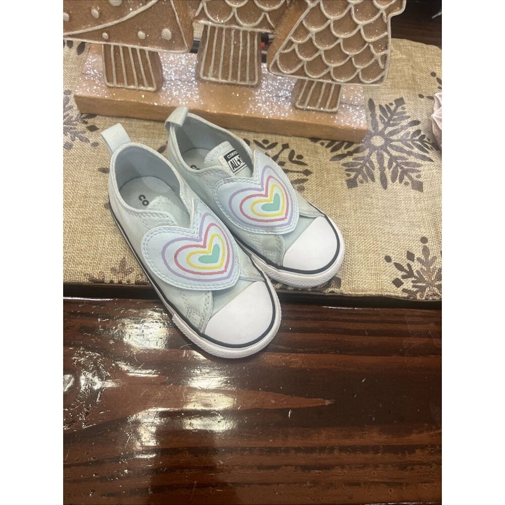 Converse Heart Light Blue/Multi Toddler Girl's Sneakers-Sz 8